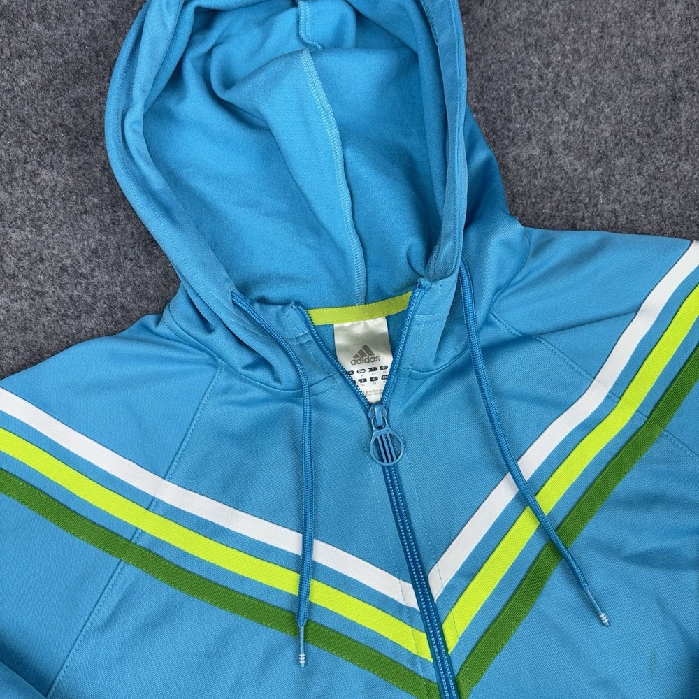 Adidas Jacket Womens Medium Blue Full Zip Track Training Athletic Running Casual